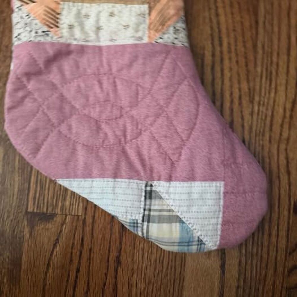 Vintage Quilt Christmas Stocking Set Extra Long 25” Floral Cottagecore Victorian - Picture 5 of 13